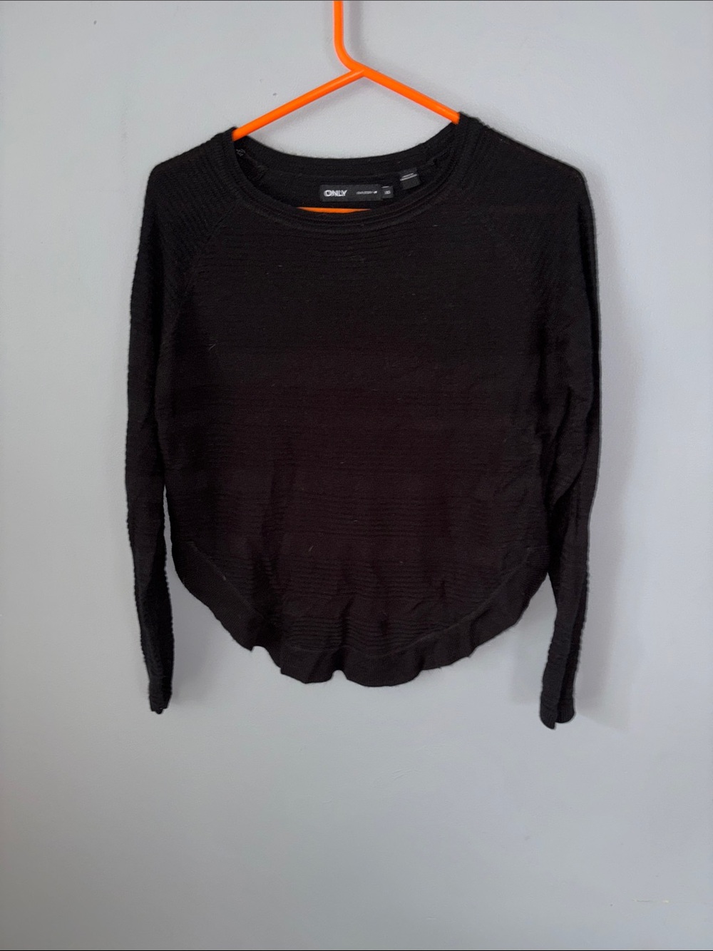 ONLY Black Lightweight Crewneck Knit Slightly Cropped Sweater